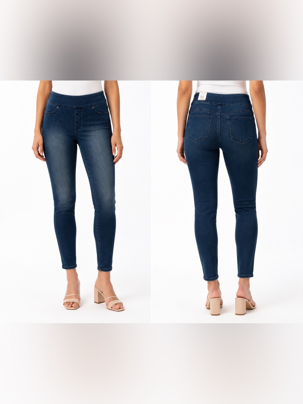 Perfect Stretch by Chicos Dark Wash Pull-On Skinny Jeans Stretch Denim Jeggings